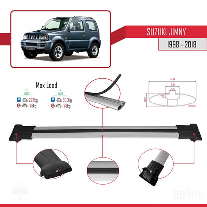 Compatible avec Suzuki Jimny 3 1998-2018 FLY Model Barres de Toit Railing Porte-Bagages de Voiture Gris Aluminium 3 Barres