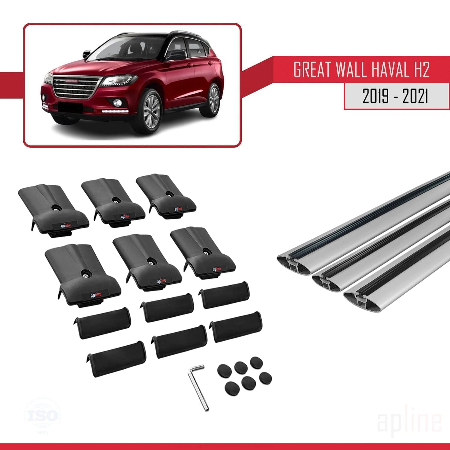 Compatible avec Great Wall Haval H2 2019-2021 FLY Model Barres de Toit Railing Porte-Bagages de Voiture Gris Aluminium 3 Barres