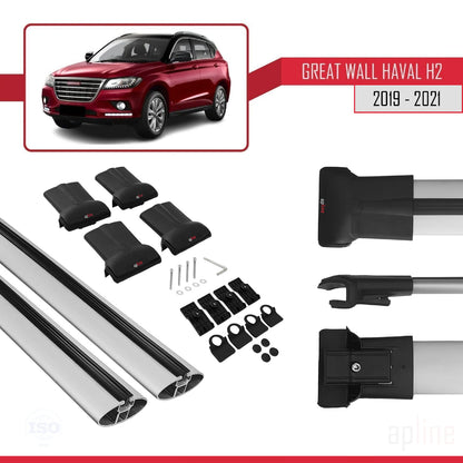 Compatible avec Great Wall Haval H2 2019-2021 FLY Model Barres de Toit Railing Porte-Bagages de Voiture Gris Aluminium 2 Barres
