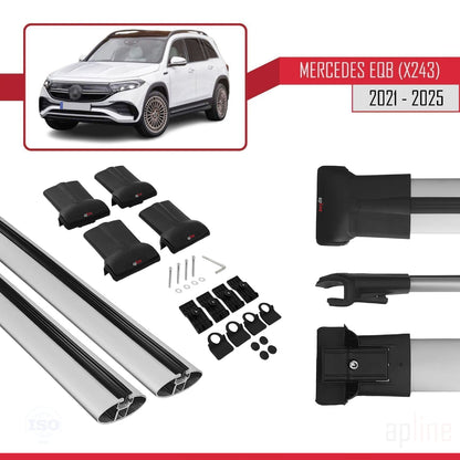 Compatible avec Mercedes EQB (X243) 2021-2025 FLY Model Barres de Toit Railing Porte-Bagages de Voiture Gris Aluminium 2 Barres