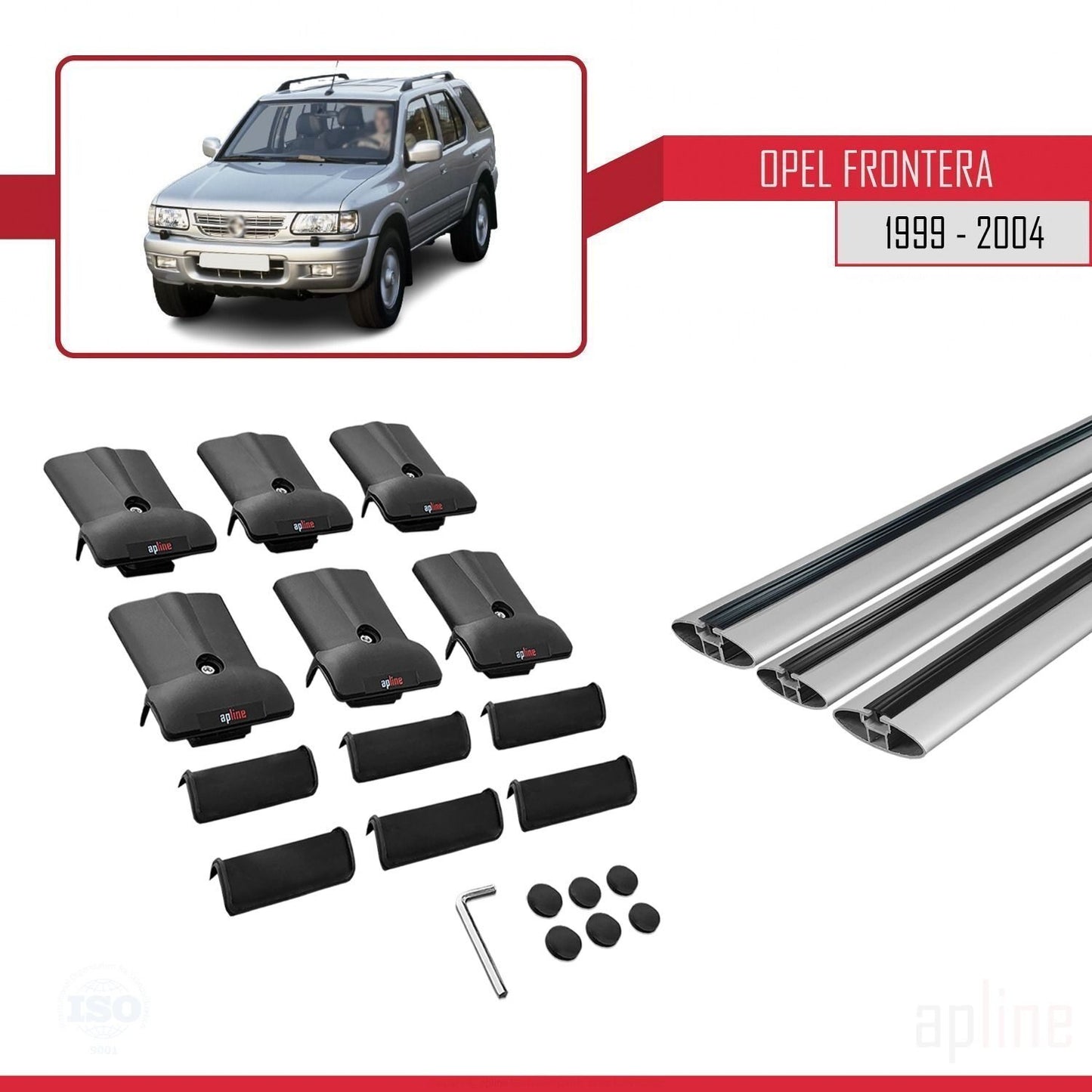 Compatible avec Opel Frontera 2 1999-2004 FLY Model Barres de Toit Railing Porte-Bagages de Voiture Gris Aluminium 3 Barres