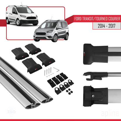 Compatible avec Ford Transit/Tourneo Courier Pre-Facelift 2014-2017 FLY Model Barres de Toit Railing Porte-Bagages de Voiture Gris Aluminium 2 Barres