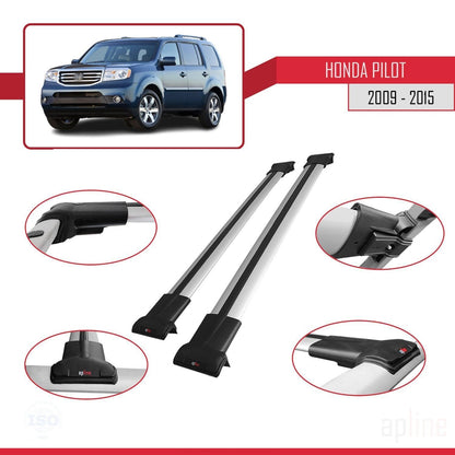 Compatible avec Honda Pilot 2 2009-2015 FLY Model Barres de Toit Railing Porte-Bagages de Voiture Gris Aluminium 2 Barres