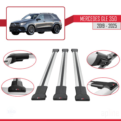 Compatible avec Mercedes Classe GLE 4 (V167) 2019-2025 FLY Model Barres de Toit Railing Porte-Bagages de Voiture Gris Aluminium 3 Barres