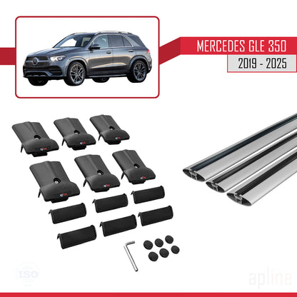 Compatible avec Mercedes Classe GLE 4 (V167) 2019-2025 FLY Model Barres de Toit Railing Porte-Bagages de Voiture Gris Aluminium 3 Barres