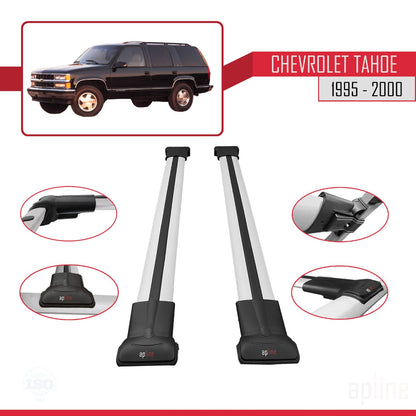 Compatible avec Chevrolet Tahoe 1995-2000 FLY Model Barres de Toit Railing Porte-Bagages de Voiture Gris Aluminium 2 Barres