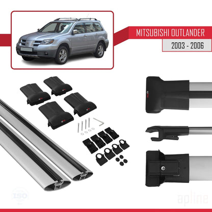 Compatible avec Mitsubishi Outlander 2003-2006 FLY Model Barres de Toit Railing Porte-Bagages de Voiture Gris Aluminium 2 Barres
