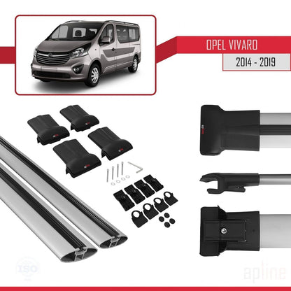 Compatible avec Opel Vivaro B 2014-2019 FLY Model Barres de Toit Railing Porte-Bagages de Voiture Gris Aluminium 2 Barres