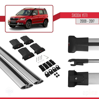 Compatible avec Skoda Yeti 2009-2017 FLY Model Barres de Toit Railing Porte-Bagages de Voiture Gris Aluminium 2 Barres