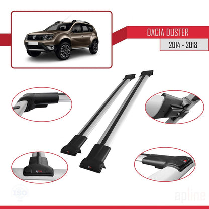 Compatible avec Dacia Duster (HS) Post-Facelift 2014-2017 FLY Model Barres de Toit Railing Porte-Bagages de Voiture Gris Aluminium 2 Barres