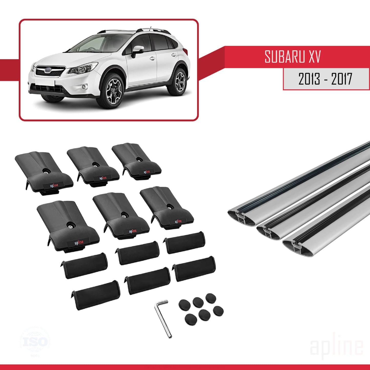 Compatible avec Subaru XV 2013-2017 FLY Model Barres de Toit Railing Porte-Bagages de Voiture Gris Aluminium 3 Barres