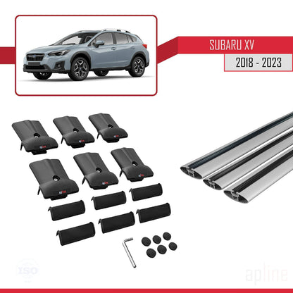 Compatible avec Subaru XV 2 2018-2023 FLY Model Barres de Toit Railing Porte-Bagages de Voiture Gris Aluminium 3 Barres