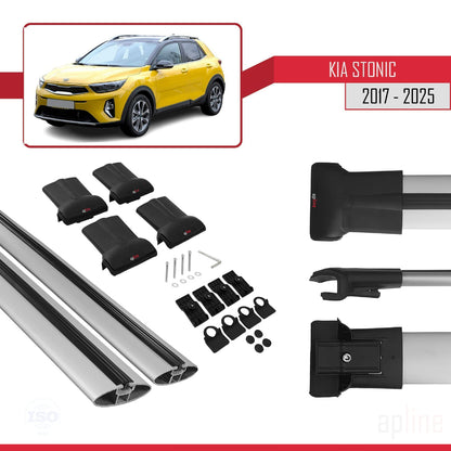 Compatible with Kia Stonic 2017-2025 FLY Model Car Roof Rack Cross Bar Grey Aluminium 2 Bars