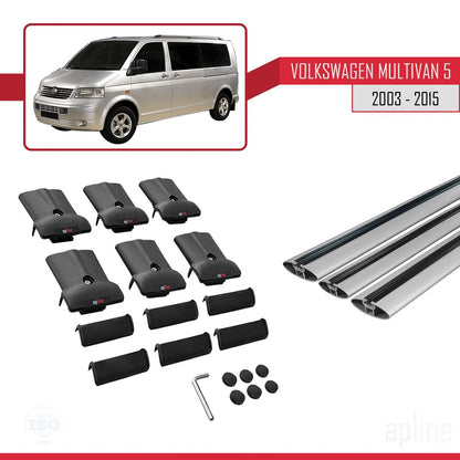 Compatible avec Volkswagen T5 Multivan 2003-2015 FLY Model Barres de Toit Railing Porte-Bagages de Voiture Gris Aluminium 3 Barres