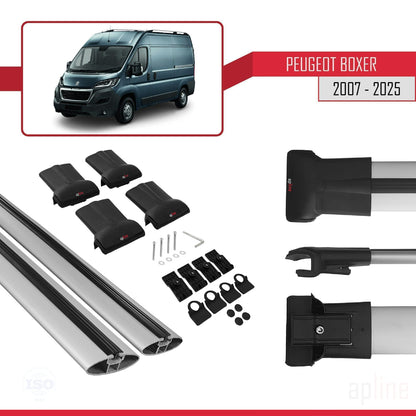 Compatible avec Peugeot Boxer 2 2007-2025 FLY Model Barres de Toit Railing Porte-Bagages de Voiture Gris Aluminium 2 Barres