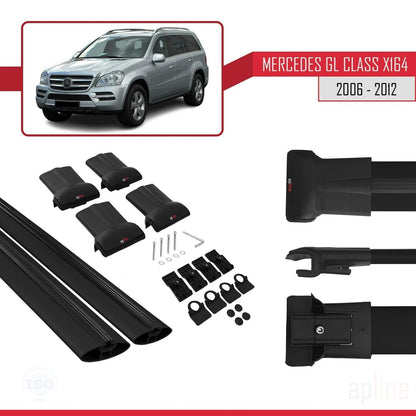 Compatible avec Mercedes Classe GL (X164) 2006-2012 FLY Model Barres de Toit Railing Porte-Bagages de Voiture Noir Aluminium 2 Barres