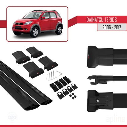Compatible avec Daihatsu Terios 2 (J200) 2006-2017 FLY Model Barres de Toit Railing Porte-Bagages de Voiture Noir Aluminium 2 Barres