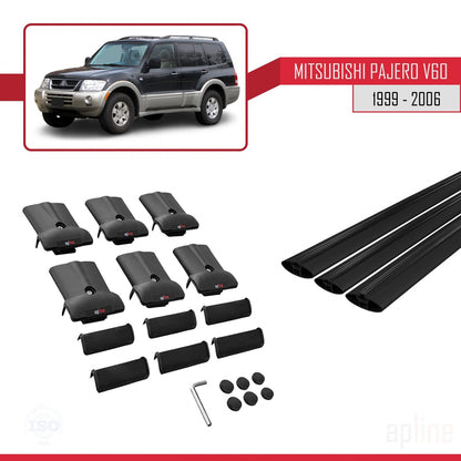 Compatible with Mitsubishi Pajero (V60) 5 Kapı 1999-2006 FLY Model Car Roof Rack Cross Bar Black Aluminium 3 Bars
