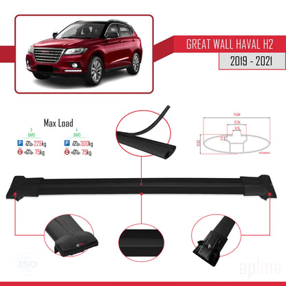Compatible avec Great Wall Haval H2 2019-2021 FLY Model Barres de Toit Railing Porte-Bagages de Voiture Noir Aluminium 3 Barres