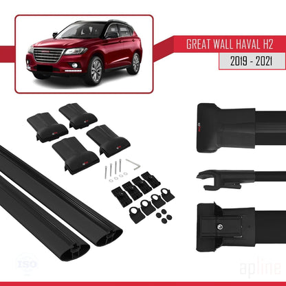 Compatible avec Great Wall Haval H2 2019-2021 FLY Model Barres de Toit Railing Porte-Bagages de Voiture Noir Aluminium 2 Barres