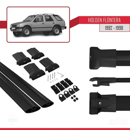 Compatible avec Holden Frontera 1992-1998 FLY Model Barres de Toit Railing Porte-Bagages de Voiture Noir Aluminium 2 Barres