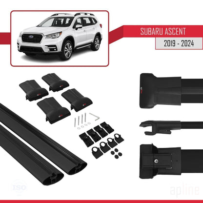 Compatible avec Subaru Ascent 2019-2025 FLY Model Barres de Toit Railing Porte-Bagages de Voiture Noir Aluminium 2 Barres