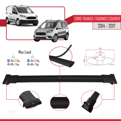 Compatible avec Ford Transit/Tourneo Courier Pre-Facelift 2014-2017 FLY Model Barres de Toit Railing Porte-Bagages de Voiture Noir Aluminium 3 Barres