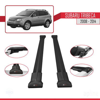 Compatible avec Subaru Tribeca 2008-2014 FLY Model Barres de Toit Railing Porte-Bagages de Voiture Noir Aluminium 2 Barres
