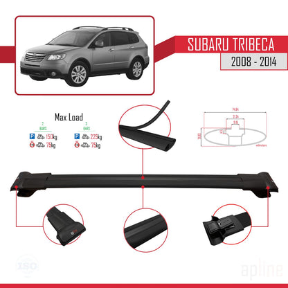 Compatible avec Subaru Tribeca 2008-2014 FLY Model Barres de Toit Railing Porte-Bagages de Voiture Noir Aluminium 2 Barres