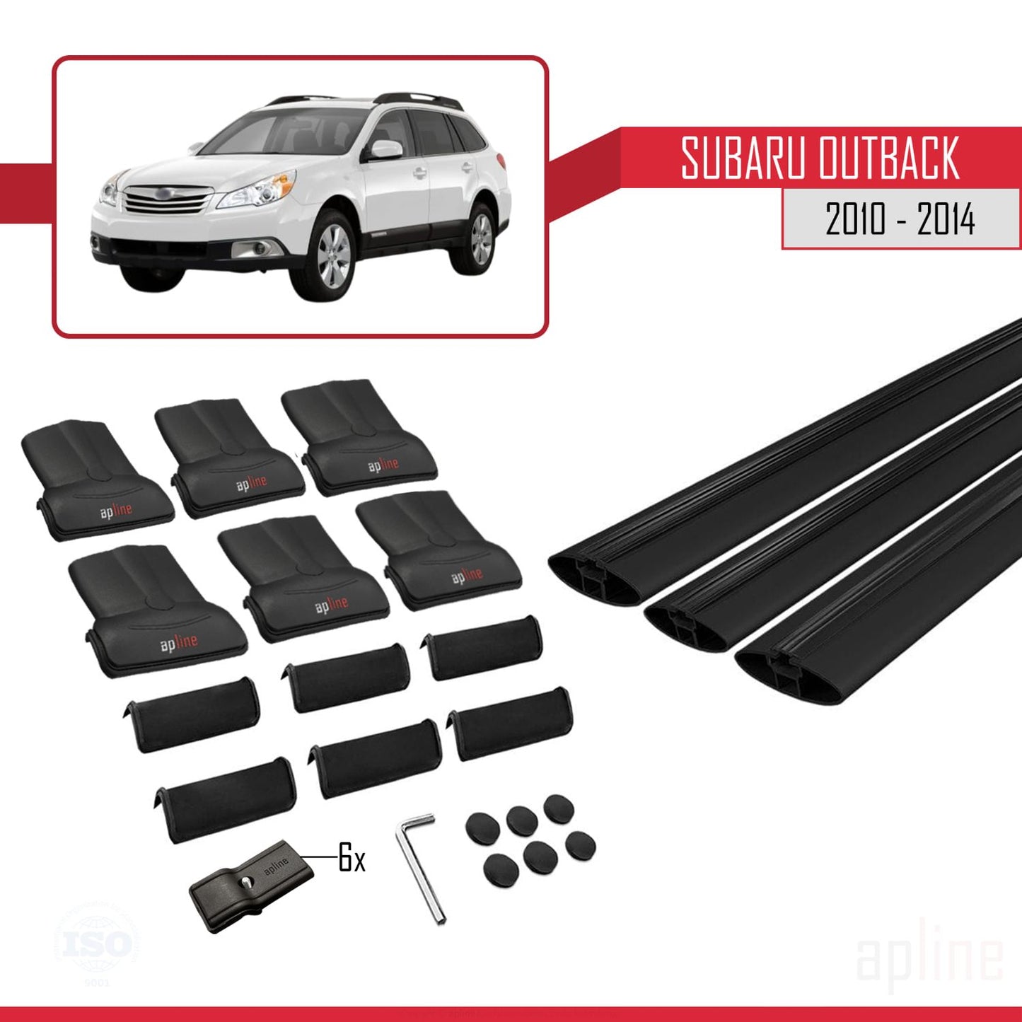 Compatible avec Subaru Outback 2010-2014 FLY Model Barres de Toit Railing Porte-Bagages de Voiture Noir Aluminium 3 Barres