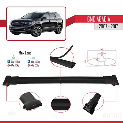 Compatible avec GMC Acadia 2007-2017 FLY Model Barres de Toit Railing Porte-Bagages de Voiture Noir Aluminium 3 Barres