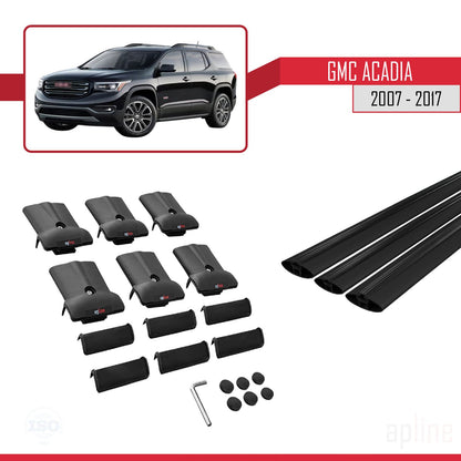 Compatible avec GMC Acadia 2007-2017 FLY Model Barres de Toit Railing Porte-Bagages de Voiture Noir Aluminium 3 Barres