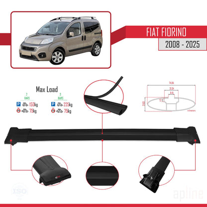 Compatible with Fiat Fiorino (Tube-Type Model) 2008-2025 FLY Model Car Roof Rack Cross Bar Black Aluminium 2 Bars