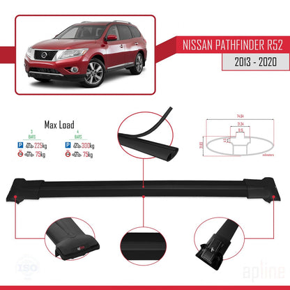 Compatible avec Nissan Pathfinder 4 (R52) 2013-2020 FLY Model Barres de Toit Railing Porte-Bagages de Voiture Noir Aluminium 3 Barres