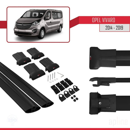 Compatible avec Opel Vivaro B 2014-2019 FLY Model Barres de Toit Railing Porte-Bagages de Voiture Noir Aluminium 2 Barres