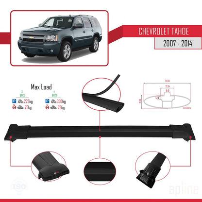 Compatible avec Chevrolet Tahoe 3 2007-2014 FLY Model Barres de Toit Railing Porte-Bagages de Voiture Noir Aluminium 3 Barres