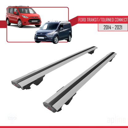 Compatible avec Ford Transit/Tourneo Connect 2 2014-2021 HOOK Model Barres de Toit Railing Porte-Bagages de Voiture Gris Aluminium 2 Barres