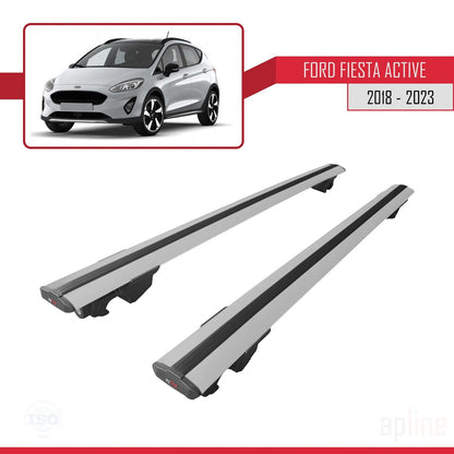 Compatible avec Ford Fiesta 7 Active 2018-2023 HOOK Model Barres de Toit Railing Porte-Bagages de Voiture Gris Aluminium 2 Barres