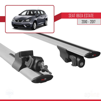 Compatible avec Seat Ibiza 4 (6J) ST 2010-2017 HOOK Model Barres de Toit Railing Porte-Bagages de Voiture Gris Aluminium 2 Barres