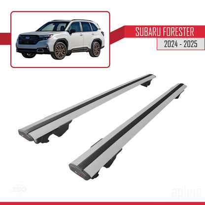 Compatible avec Subaru Forester 2024-2025 HOOK Model Barres de Toit Railing Porte-Bagages de Voiture Gris Aluminium 2 Barres