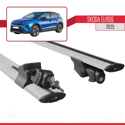 Compatible avec Skoda Elroq 2025 HOOK Model Barres de Toit Railing Porte-Bagages de Voiture Gris Aluminium 2 Barres