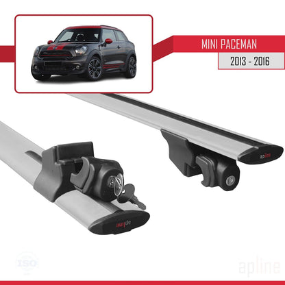 Compatible avec Mini Paceman (R61) 2013-2016 HOOK Model Barres de Toit Railing Porte-Bagages de Voiture Gris Aluminium 2 Barres