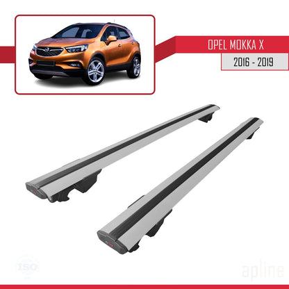 Compatible avec Opel Mokka X (J13) 2016-2019 HOOK Model Barres de Toit Railing Porte-Bagages de Voiture Gris Aluminium 2 Barres