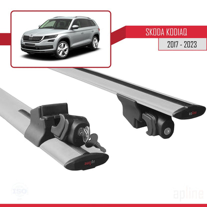 Compatible avec Skoda Kodiaq 2017-2023 HOOK Model Barres de Toit Railing Porte-Bagages de Voiture Gris Aluminium 2 Barres