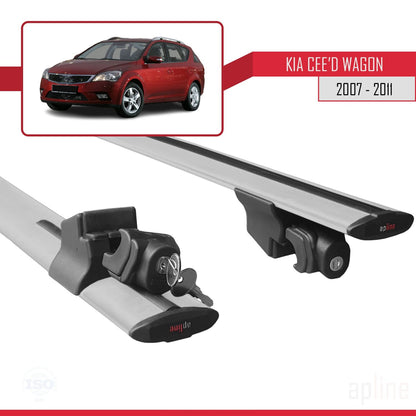 Compatible avec Kia Ceed (ED) Break Pre-Facelift 2006-2009 HOOK Model Barres de Toit Railing Porte-Bagages de Voiture Gris Aluminium 2 Barres