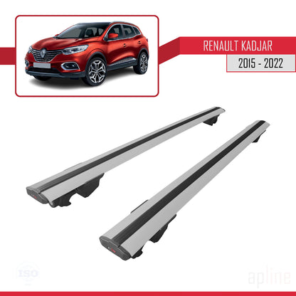 Compatible avec Renault Kadjar 2015-2022 HOOK Model Barres de Toit Railing Porte-Bagages de Voiture Gris Aluminium 2 Barres