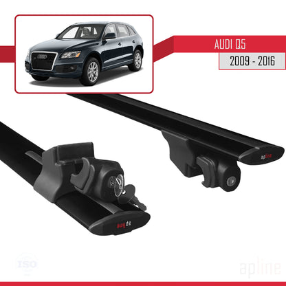 Compatible avec Q5 (8R) 2009-2016 HOOK Model Barres de Toit Railing Porte-Bagages de Voiture Noir Aluminium 2 Barres