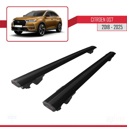 Compatible avec Citroen/DS 7 Crossback 2018-2025 HOOK Model Barres de Toit Railing Porte-Bagages de Voiture Noir Aluminium 2 Barres