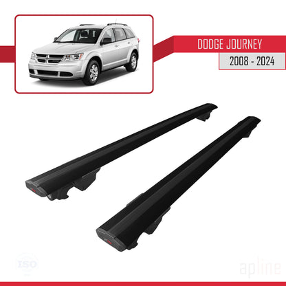 Compatible avec Dodge Journey 2008-2024 HOOK Model Barres de Toit Railing Porte-Bagages de Voiture Noir Aluminium 2 Barres