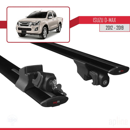 Compatible avec Isuzu D-Max 2 (RT50) 2012-2019 HOOK Model Barres de Toit Railing Porte-Bagages de Voiture Noir Aluminium 2 Barres